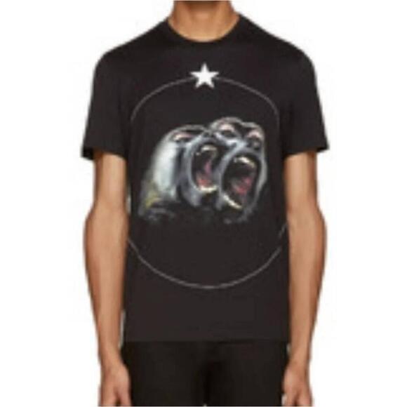 Givenchy Black Monkey Graphic Print Crew Neck Short Sleeve T-Shirt - Picture 1 of 8